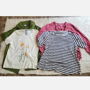 Lot Of 4 Womens Shirts 1X Blouse Tops Fashion Bug Short Sleeve Cardigan Plaid